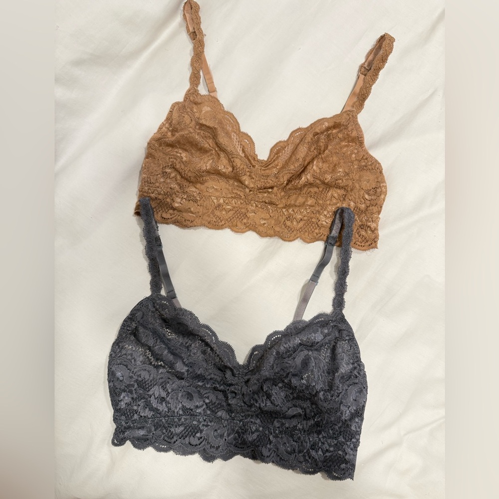 Cosabella Lace Bralette Duo in Brown and Gray